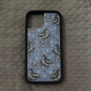 Wildflowers Ice Skates Phone Case - Blue and Black